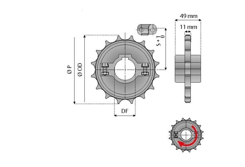 Kettenrad geteilt für Serie 2250 - 2251 - 2260 Magnet und TAB – Bild 3