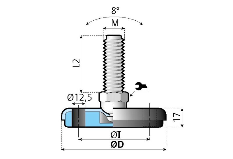 Gelenkfuß PA-Stahl Ø 80 - Image 2