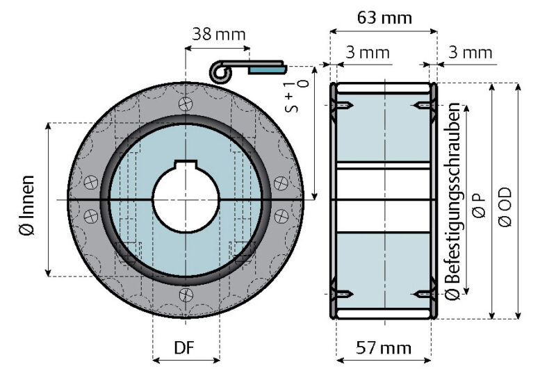 Kettenrad mit Bordscheiben für 8157 - 8857 M – Bild 2