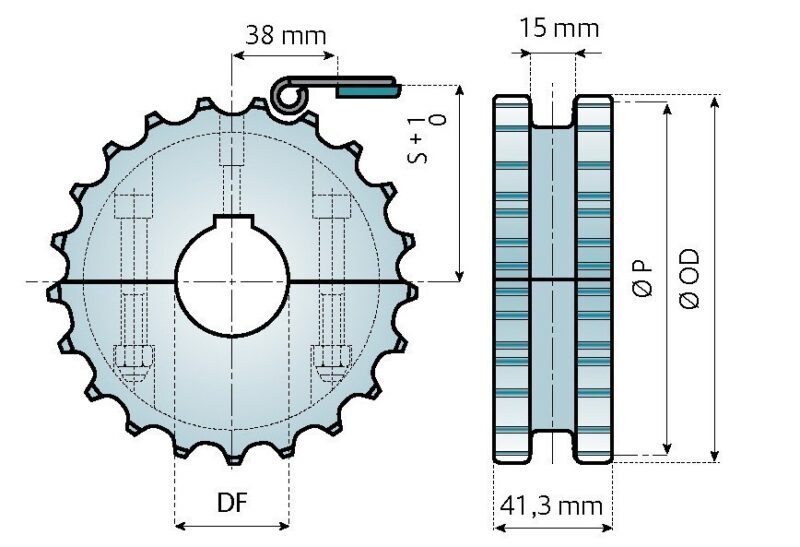 Kettenrad geteilt für 820 - 820P - 831 - LBP831 - 831VG – Bild 2