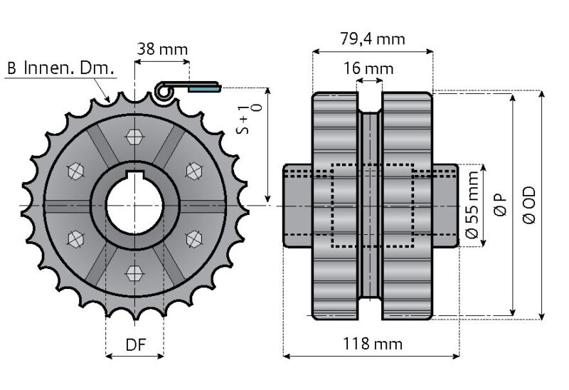 Kettenrad einteilig für 821-821LBP-821VG-LBP8257 – Bild 2