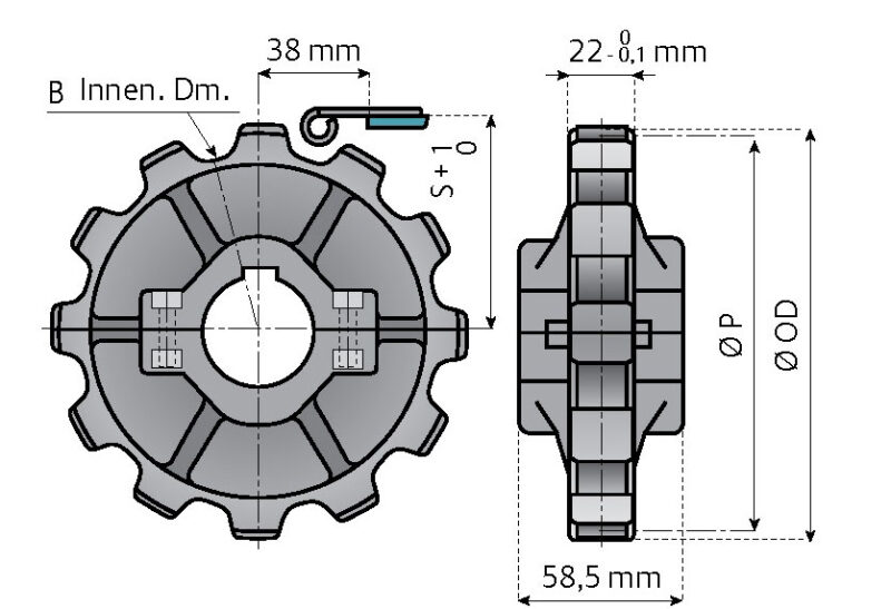 Kettenrad geteilt für 882 - 8257 - LBP882M - LBP882TAB-LBP8257 - 882MVG - 882TABVG - 8257VG - 882M - 882TAB – Bild 2