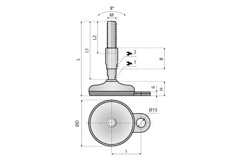 Fester Fuss Metall mit Gewindeabdeckung Ø 100 - Image 4
