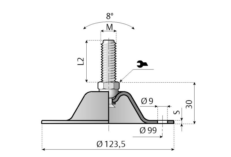 Gelenkfuß Metall Ø 123 - Image 2