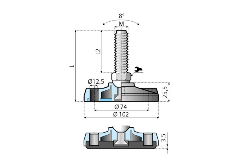 Gelenkfuß mit Befestigungsloch mittlere Belastung Ø 100 – Bild 2