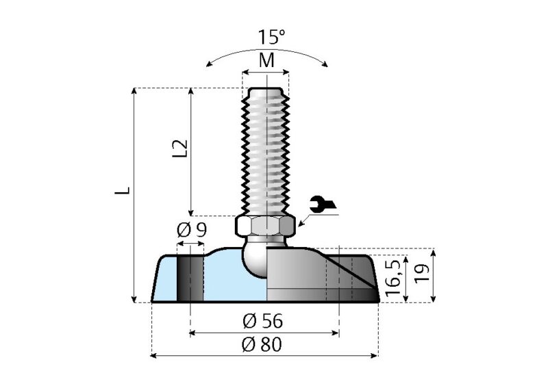 Gelenkfuß Vollmaterial (hohe Belastung) Ø 80 – Bild 4
